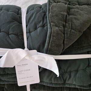 Pottery Barn Cozy Cloud Quilt Full/Queen Hunter Green